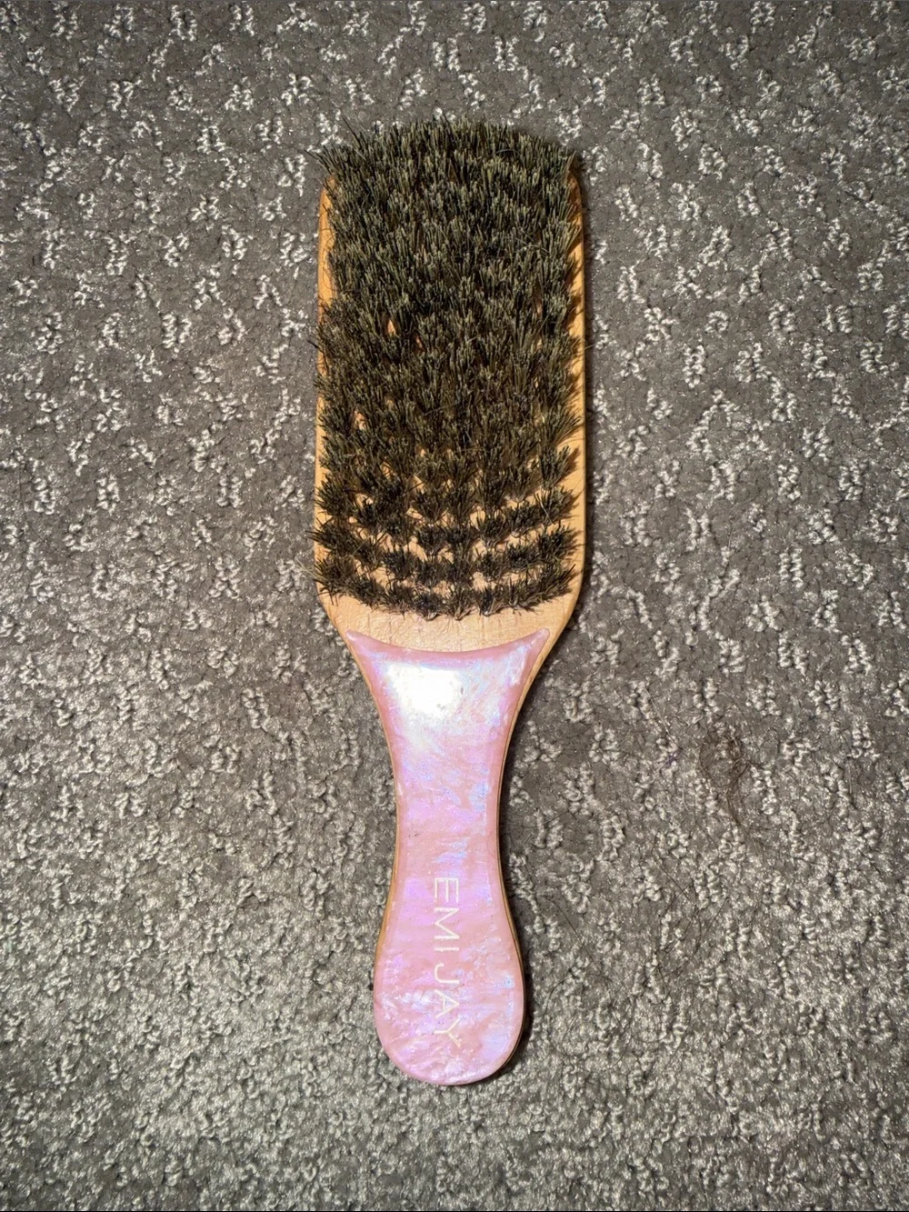 Emjay Mini Natural Boar Bristle Paddle Brush - Pink